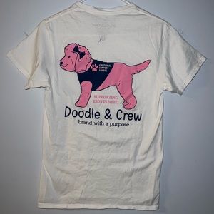 Doodle & Crew White and Pink Graphic Short Sleeve T-Shirt